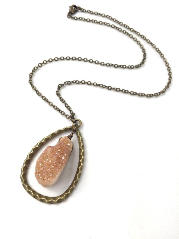Druzy Crystal Necklace Druzy Stone Necklace Crystal Druzy Etsy