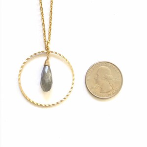 Labradorite Necklace, Gold Circle Necklaces for Women, Circle Necklace with Gemstone Necklace Gold, Mothers Day Gifts for Friend image 5