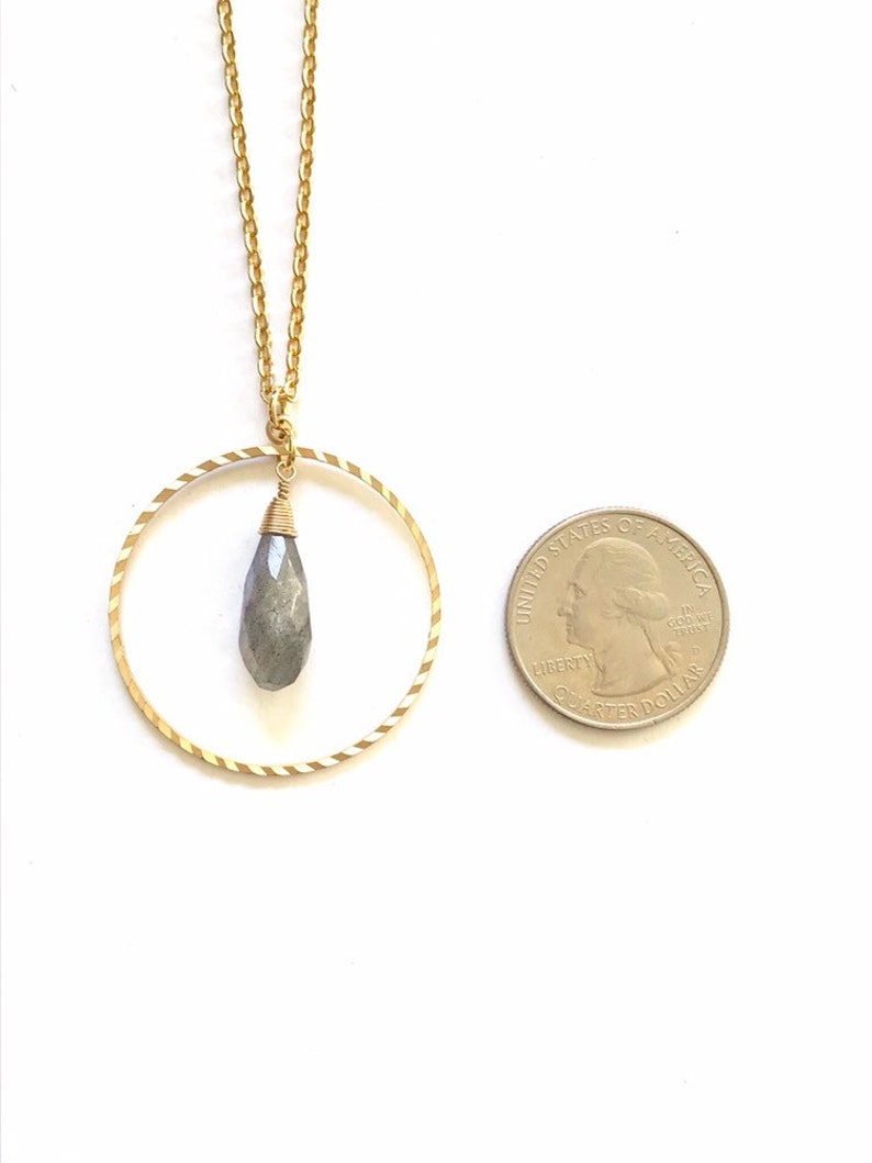 Labradorite Necklace, Gold Circle Necklaces for Women, Circle Necklace with Gemstone Necklace Gold, Mothers Day Gifts for Friend image 5