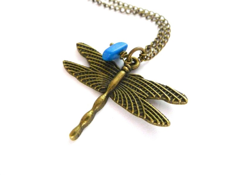 Dragonfly Necklace, Dragonfly Charm Necklace, Dragonfly Pendant Necklace, In Memory Of Mom, Memorial Jewelry Loss of Loved One Animal Spirit image 1