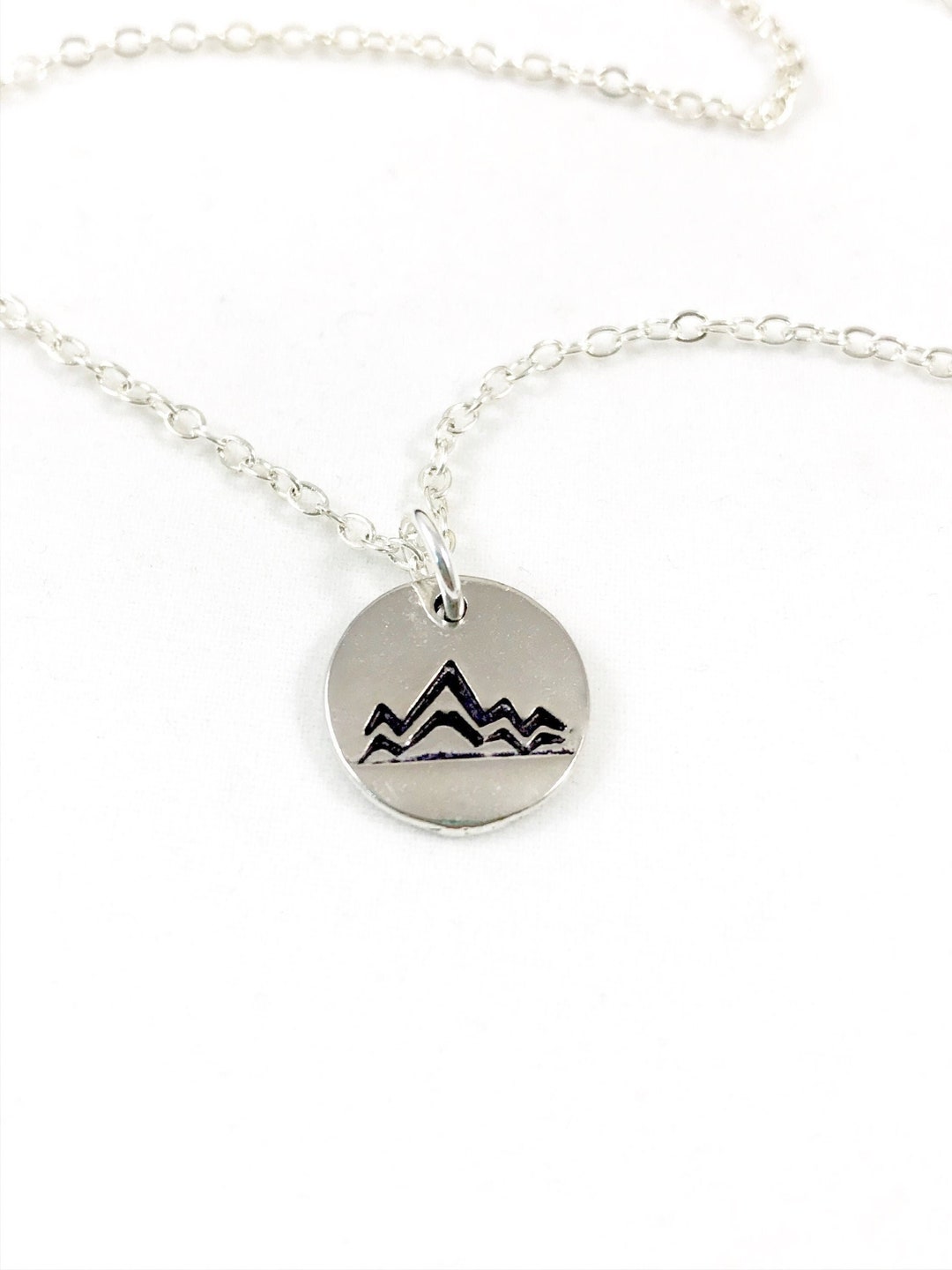 Mountain Charm Necklace, Silver Mountain Necklace for Women, Outdoor