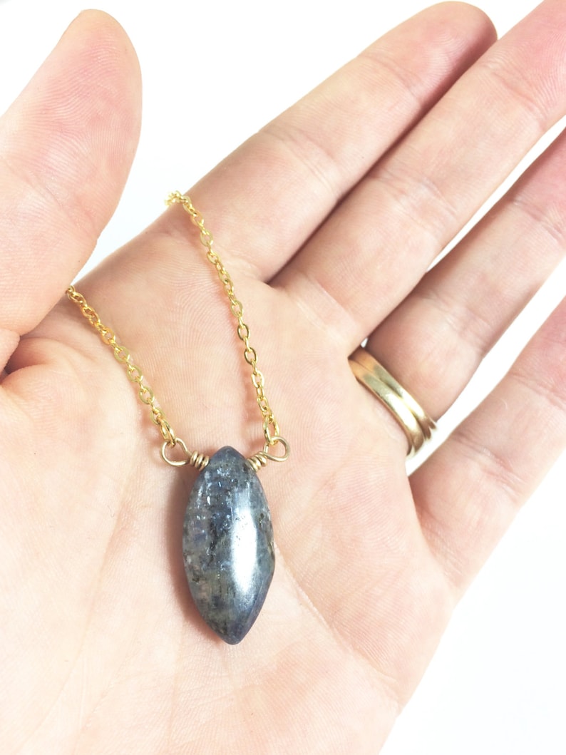 Kyanite Necklace, Blue Kyanite Necklace, Blue Stone Pendant Necklace, Gemstone Jewelry, Natural Jewelry, Bohemian Jewelry, Women Gift Unique image 3
