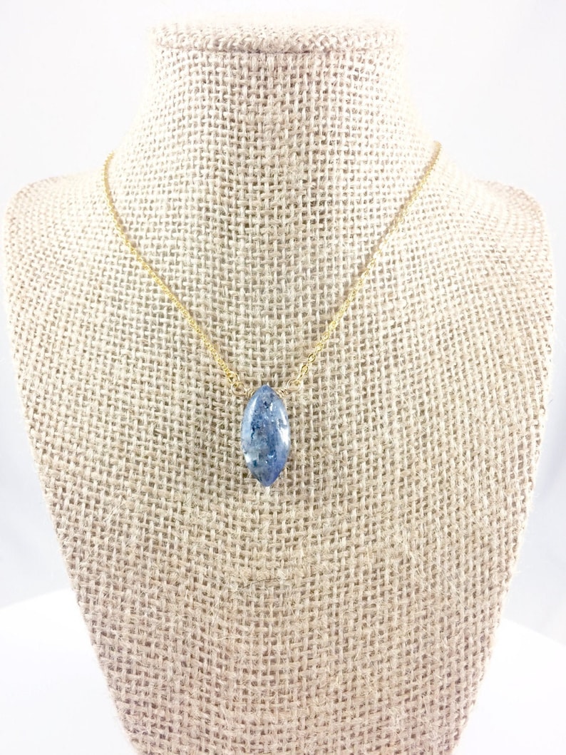 Kyanite Necklace, Blue Kyanite Necklace, Blue Stone Pendant Necklace, Gemstone Jewelry, Natural Jewelry, Bohemian Jewelry, Women Gift Unique image 1