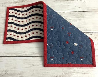 Toilet Tank Topper, Americana Home Decor, Small Table Runner, Item #689