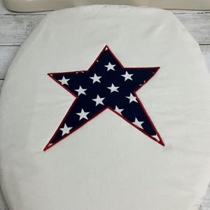 Patriotic Toilet Cover Set, Toilet Tank Lid Runner, Americana Bathroom Decoration, Toilet Seat Cover, Summer Wedding Gift, Item #5104