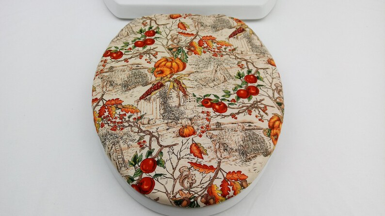 Autumn Toilet Seat Cover Only Bathroom Decoration Fall Theme Etsy