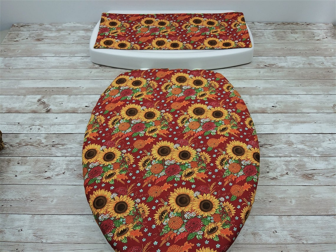 Sunflowers Toilet Seat Cover Set Fall Bathroom Decoration Etsy