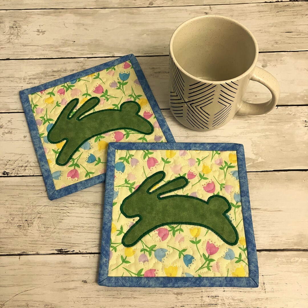 Spring Mug Rugs Set, Easter Quilted Coasters, Kitchen Counter Ideas ...