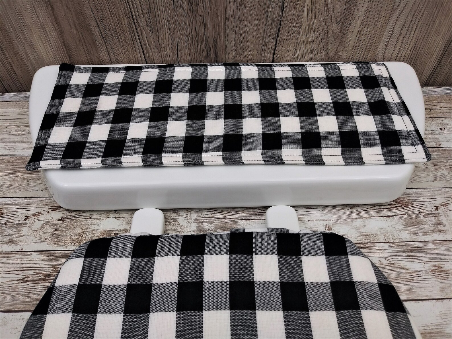 Black & White Toilet Seat Cover Set Homespun Buffalo Check Etsy
