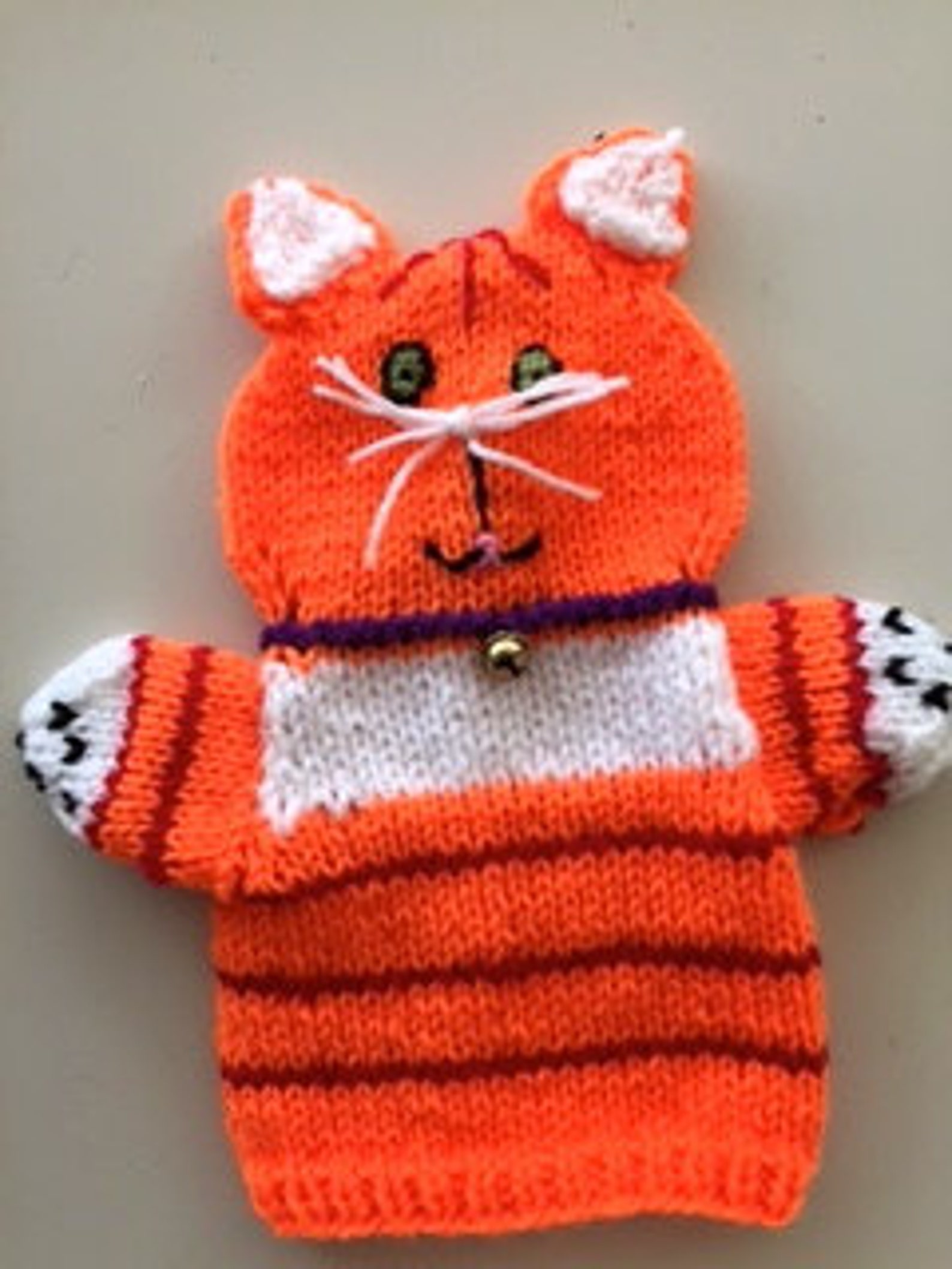 Hand puppet cat knitted Red handmade handdoll Etsy