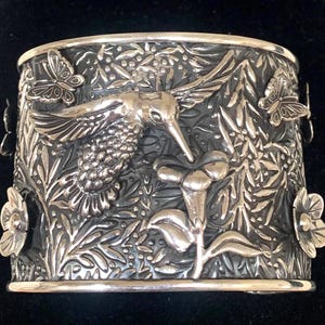 Mexican Sterling Silver Handmade Hummingbird LARGE Bracelet Exquisite Detail