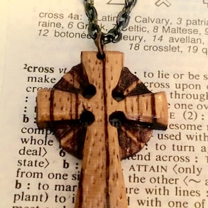 Religious Hand-carved Celtic Wood Cross Necklace - Christian Jewelry Gift