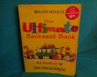 vintage 1996 Rand McNally The Ultimate Backseat Book 4 Books in 1 Games, Puzzles, and Coloring Fun! - used