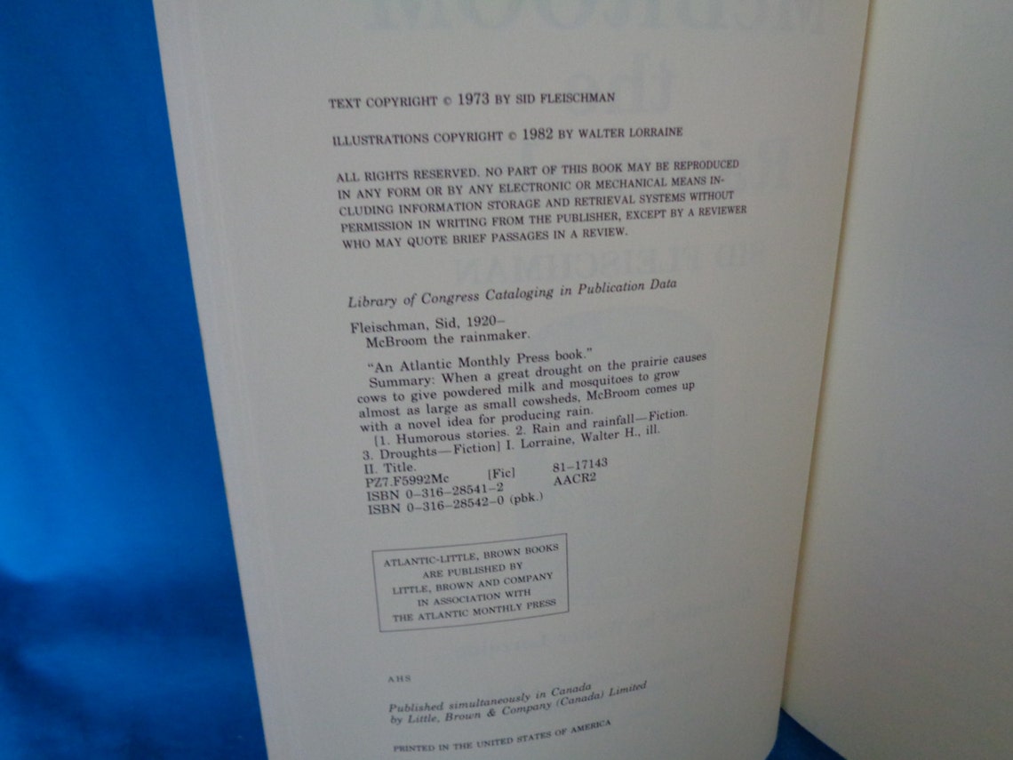 Vintage 1982 Mcbroom the Rainmaker Book by Sid Fleischman - Etsy