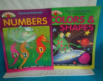 vintage 1995 Landoll Preschool Workbooks For Fun and Learning set of 2: Colors & Shapes; Numbers - both unused