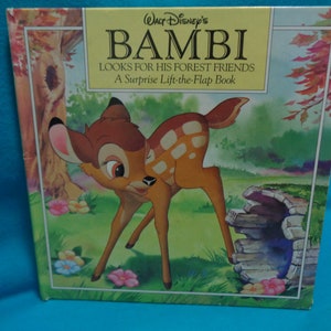 vintage 1992 Walt Disney&#39;s Bambi Looks For His Forest Friends A Surprise Lift-the-Flap Book