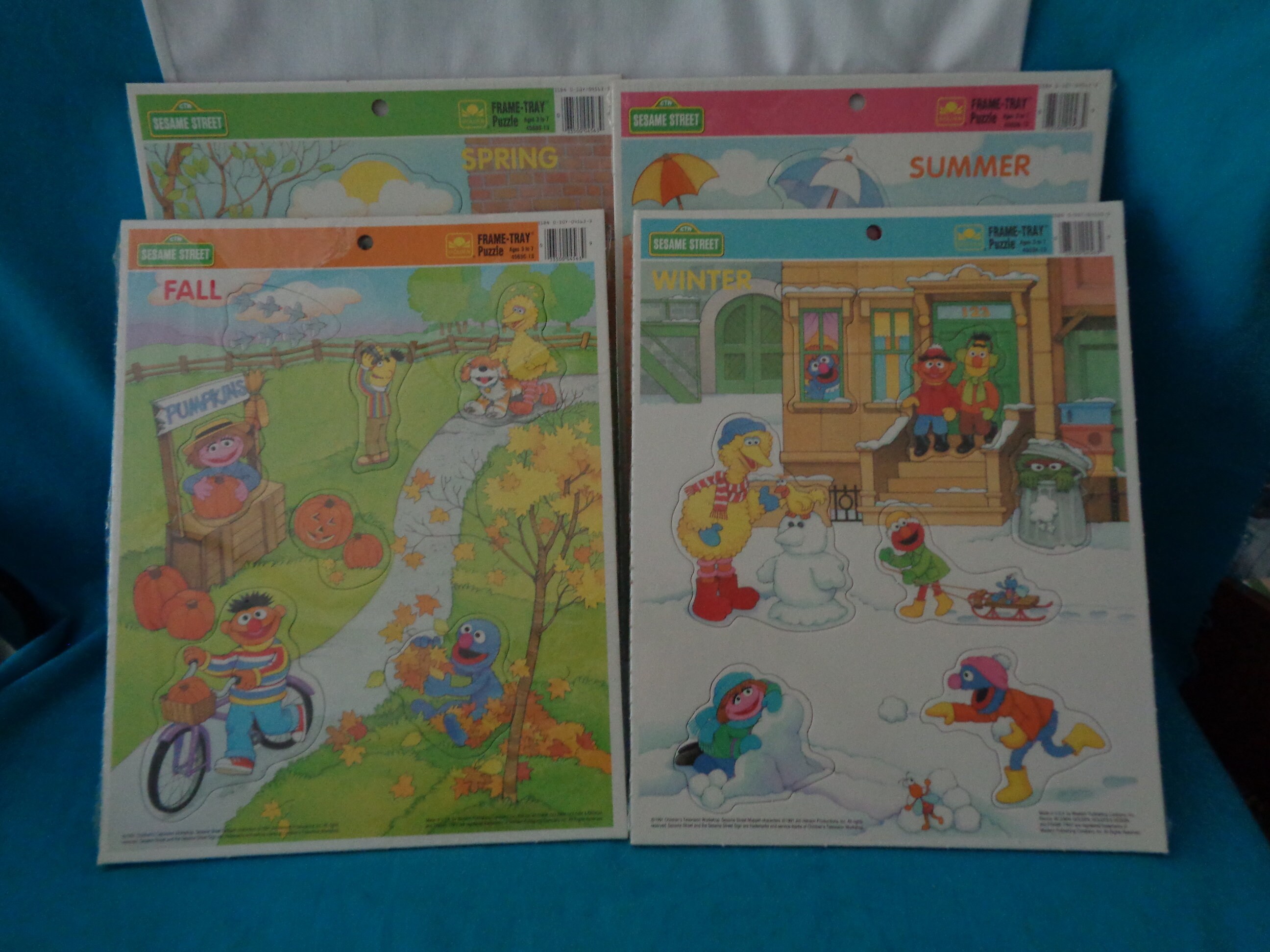 Vintage 1991 Set of 4 Sesame Street Seasons: Summer, Fall, Winter, and ...