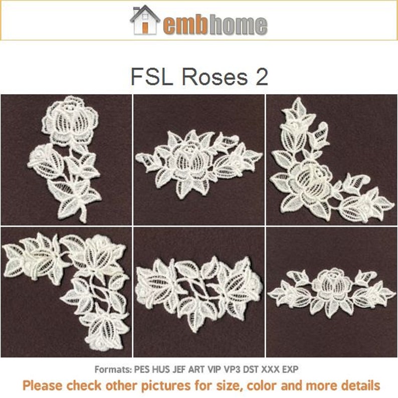 FSL Roses 2 Flowers Free Standing Lace Machine Embroidery Etsy