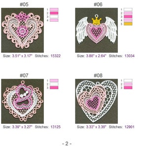 FSL Fancy Hearts Free Standing Lace Machine Embroidery Designs Instant ...