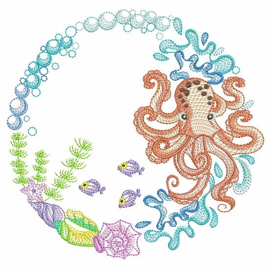 Under the Sea Machine Embroidery Designs Instant Download 5x5 6x6