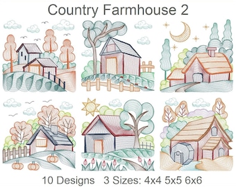 Country Farmhouse Machine Embroidery Designs Instant Download 4x4 5x5 6x6 hoop 10 designs APE3074
