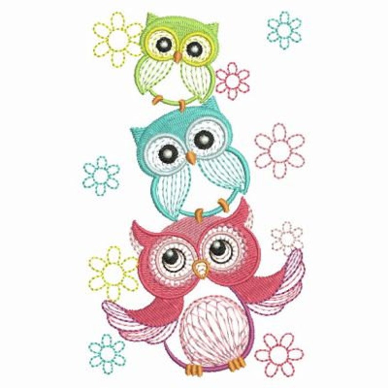 Cute Owls Baby Mother Machine Embroidery Designs Instant  Etsy