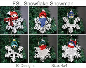 FSL Snowflake Snowman Free Standing Lace Machine Embroidery Designs Instant Download 4x4 hoop 10 designs APE3392