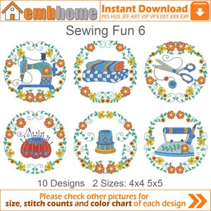 Sewing Fun Machine Embroidery Designs Pack Instant Download 4x4 5x5 hoop 10 designs APE2922