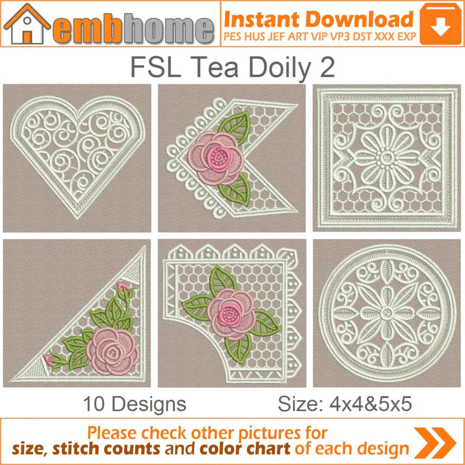 FSL Tea Doily Free Standing Lace Machine Embroidery Designs Instant ...