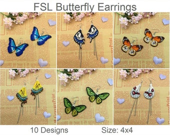 FSL Butterfly Earrings Free Standing Lace Machine Embroidery Designs Instant Download 4x4 hoop 10 designs APE2872