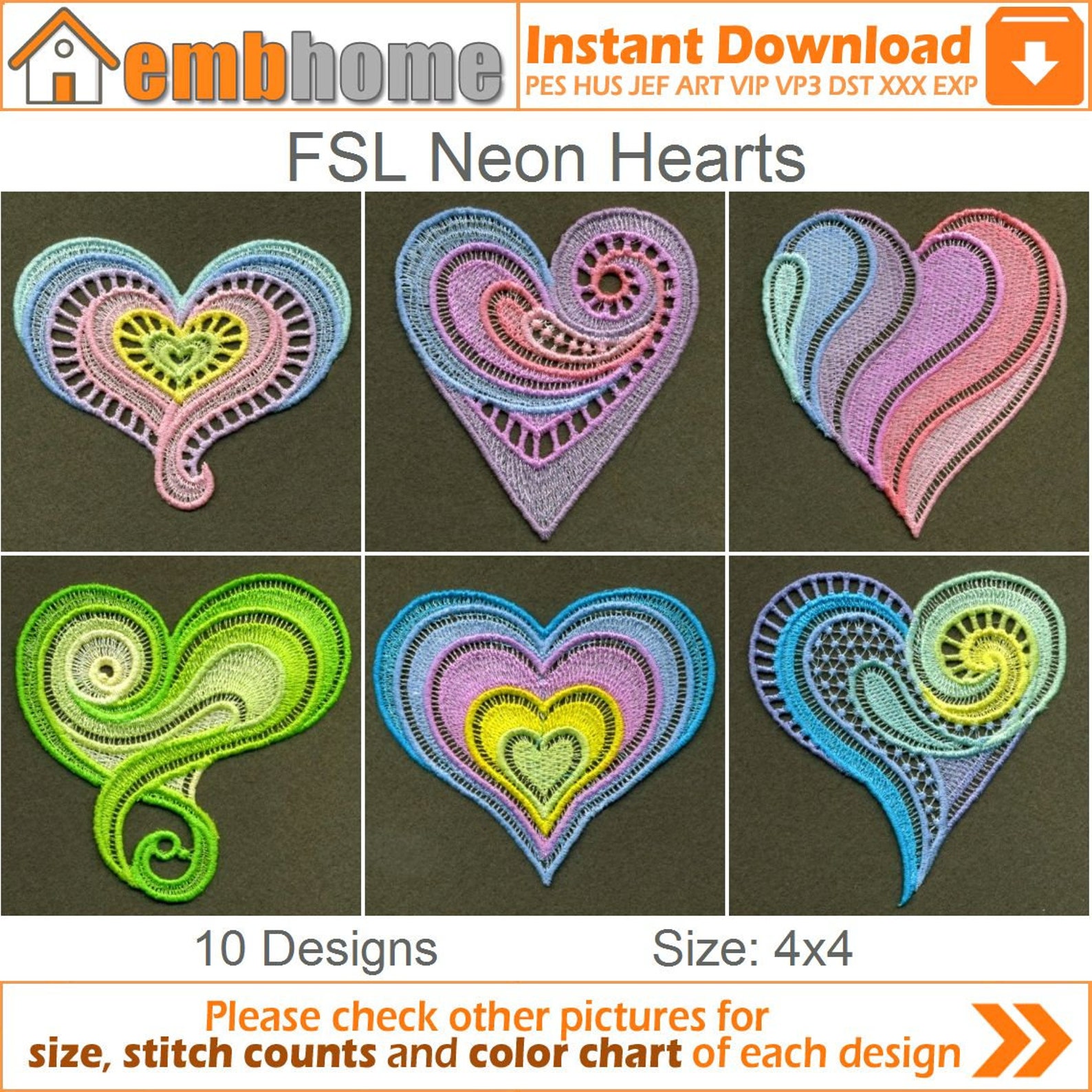 FSL Neon Hearts Free Standing Lace Valentine Love Ornament Machine ...