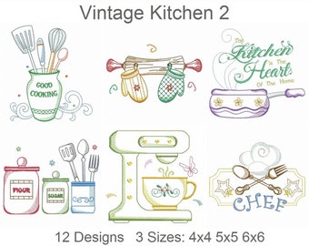 Vintage Kitchen Machine Embroidery Designs Instant Download 4x4 5x5 6x6 hoop 12 designs SHE5333