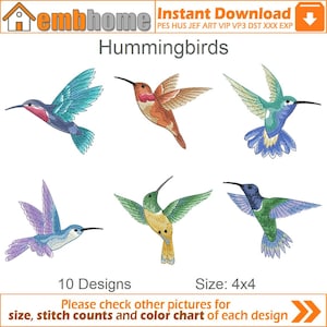 Hummingbirds Machine Embroidery Designs Instant Download 4x4 hoop 10 designs APE2466