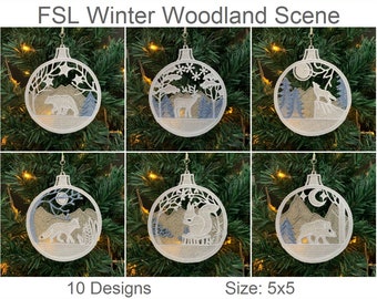FSL Winter Woodland Scene - Free Standing Lace Machine Embroidery Designs Instant Download 5x5 hoop 10 designs APE3522