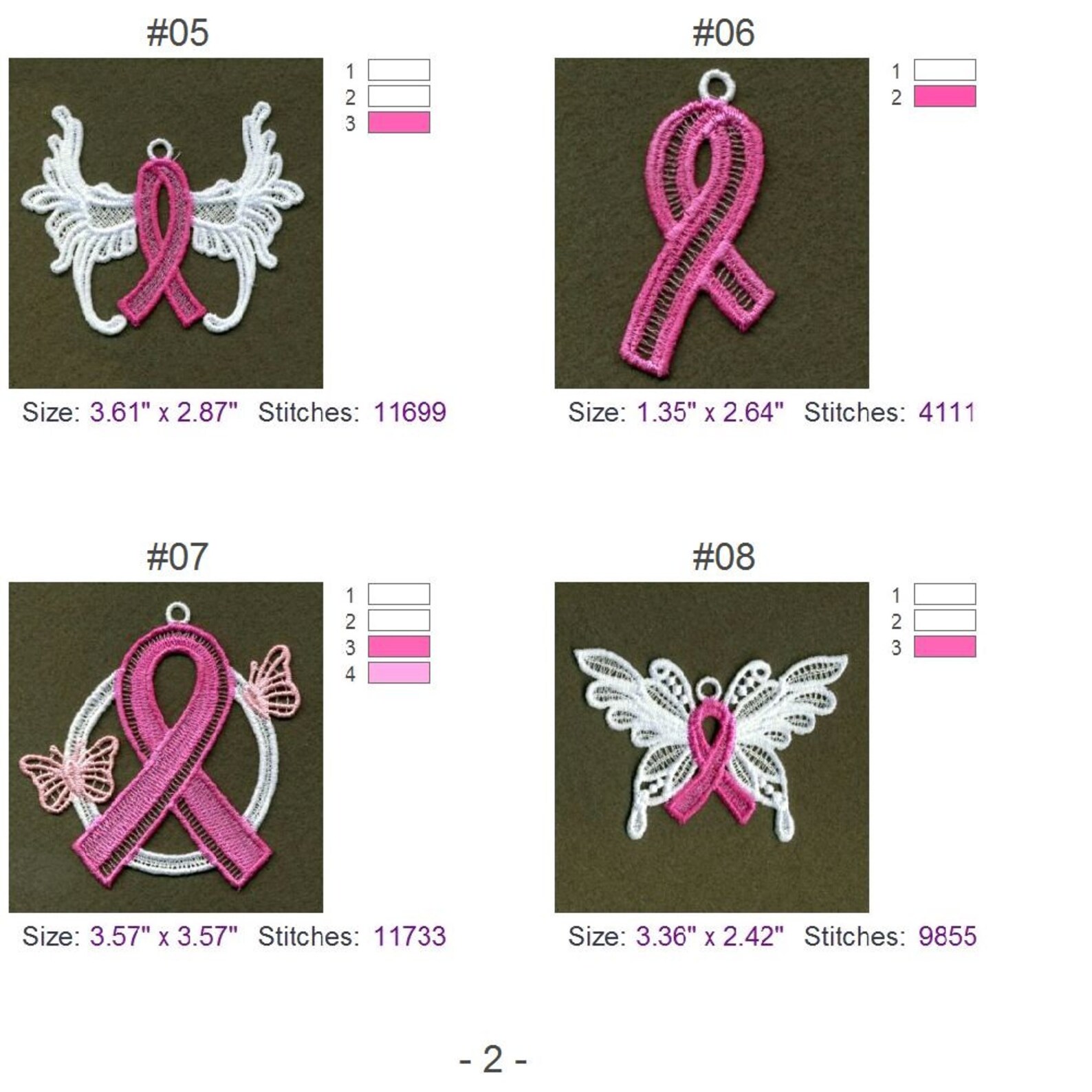 FSL Pink Ribbon Ornament Free Standing Lace Machine Embroidery Designs ...