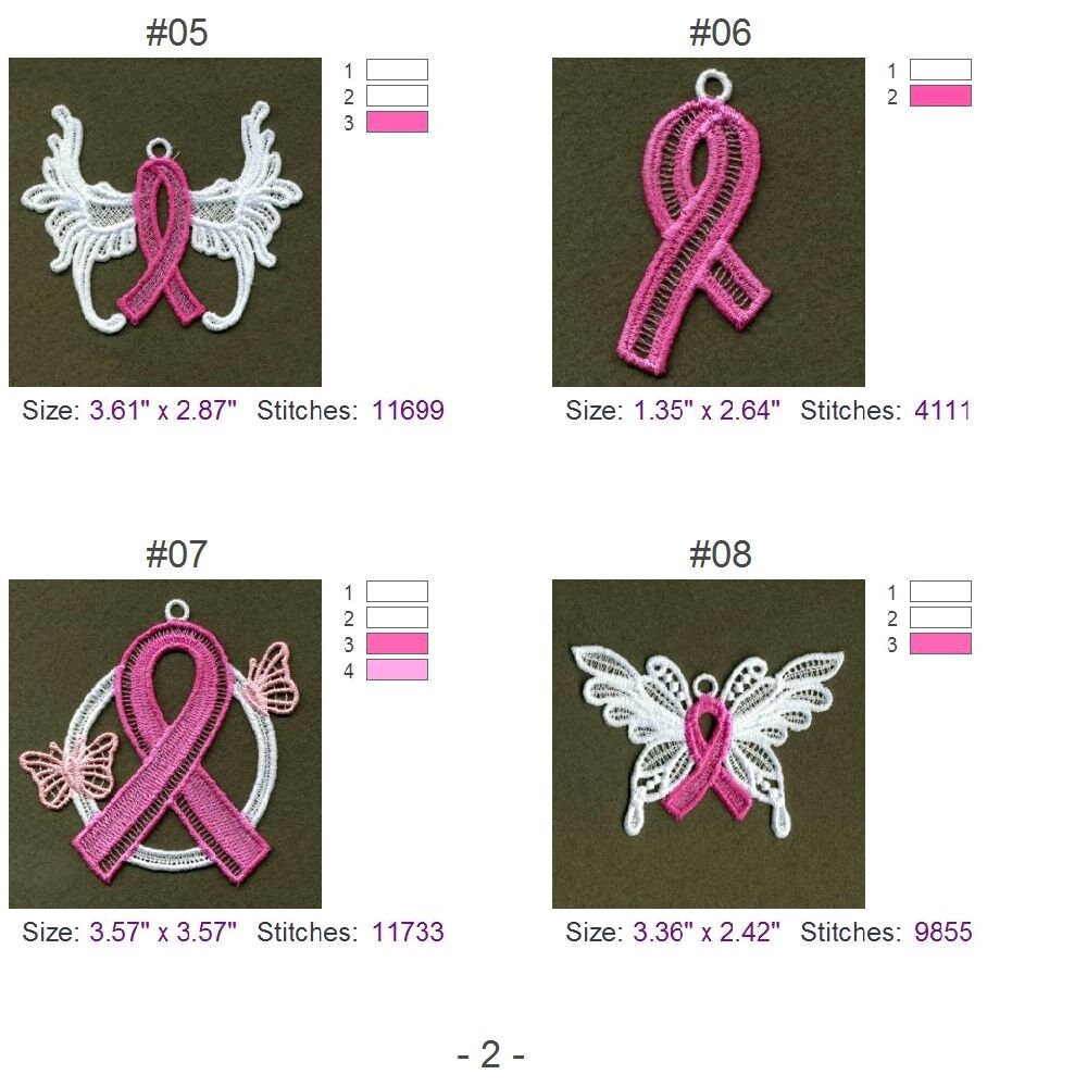 FSL Pink Ribbon Ornament Free Standing Lace Machine Embroidery Designs ...