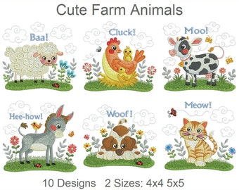 Cute Farm Animals Machine Embroidery Designs Pack Instant - Etsy Canada Cute Farm Animals Machine Embroidery Designs Pack Instant - Etsy Canada