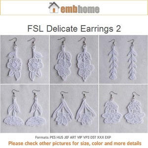 FSL Delicate Earrings Free Standing Lace Machine Embroidery Designs Instant Download 4x4 hoop 10 designs APE2228