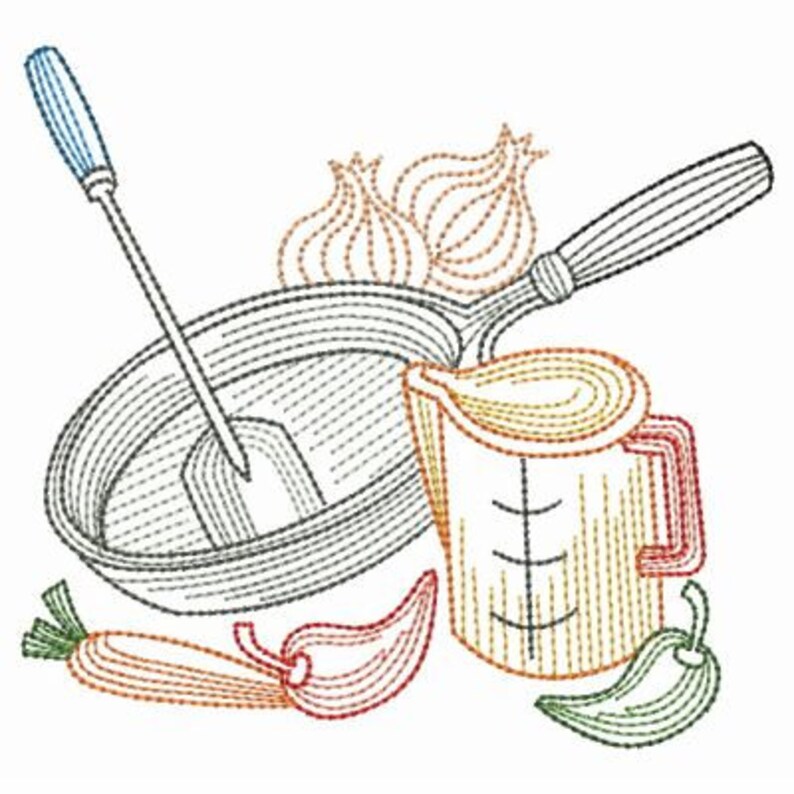 Kitchenware Cooking Tools Machine Embroidery Designs Instant Etsy
