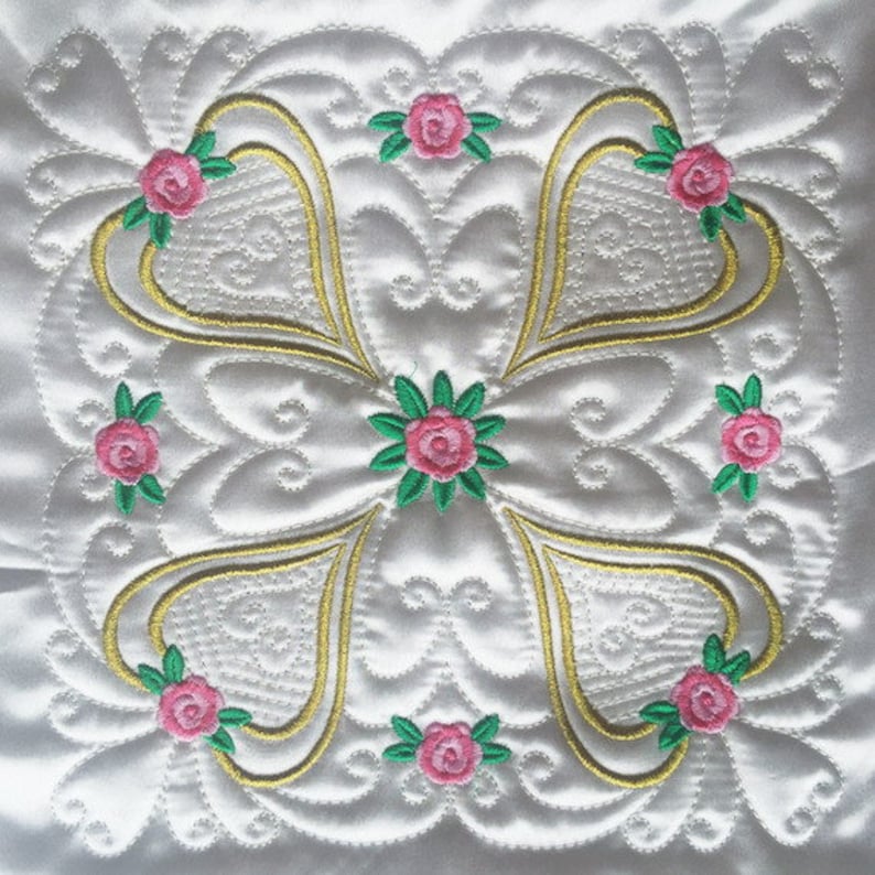 Trapunto Rose Quilt Block Machine Embroidery Designs Pack Etsy Italia