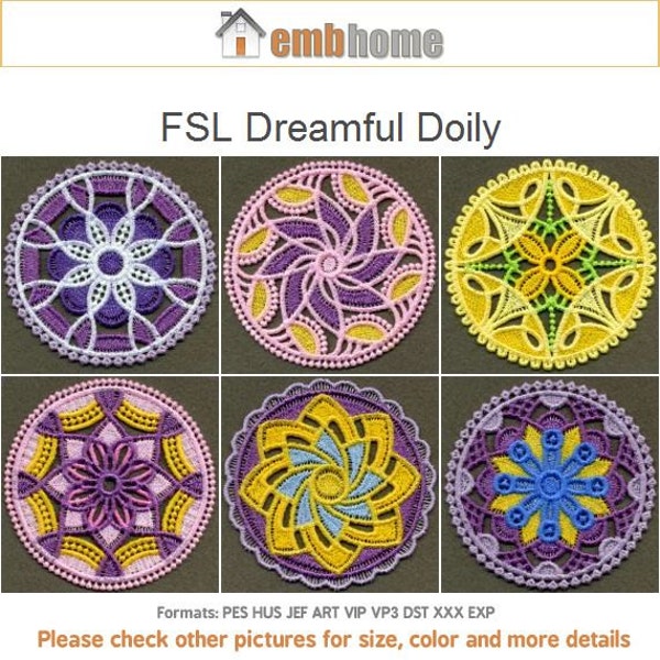 FSL Dreamful Doily - Free Standing Lace Machine Embroidery Designs Instant Download 4x4 hoop 10 designs SHE1708