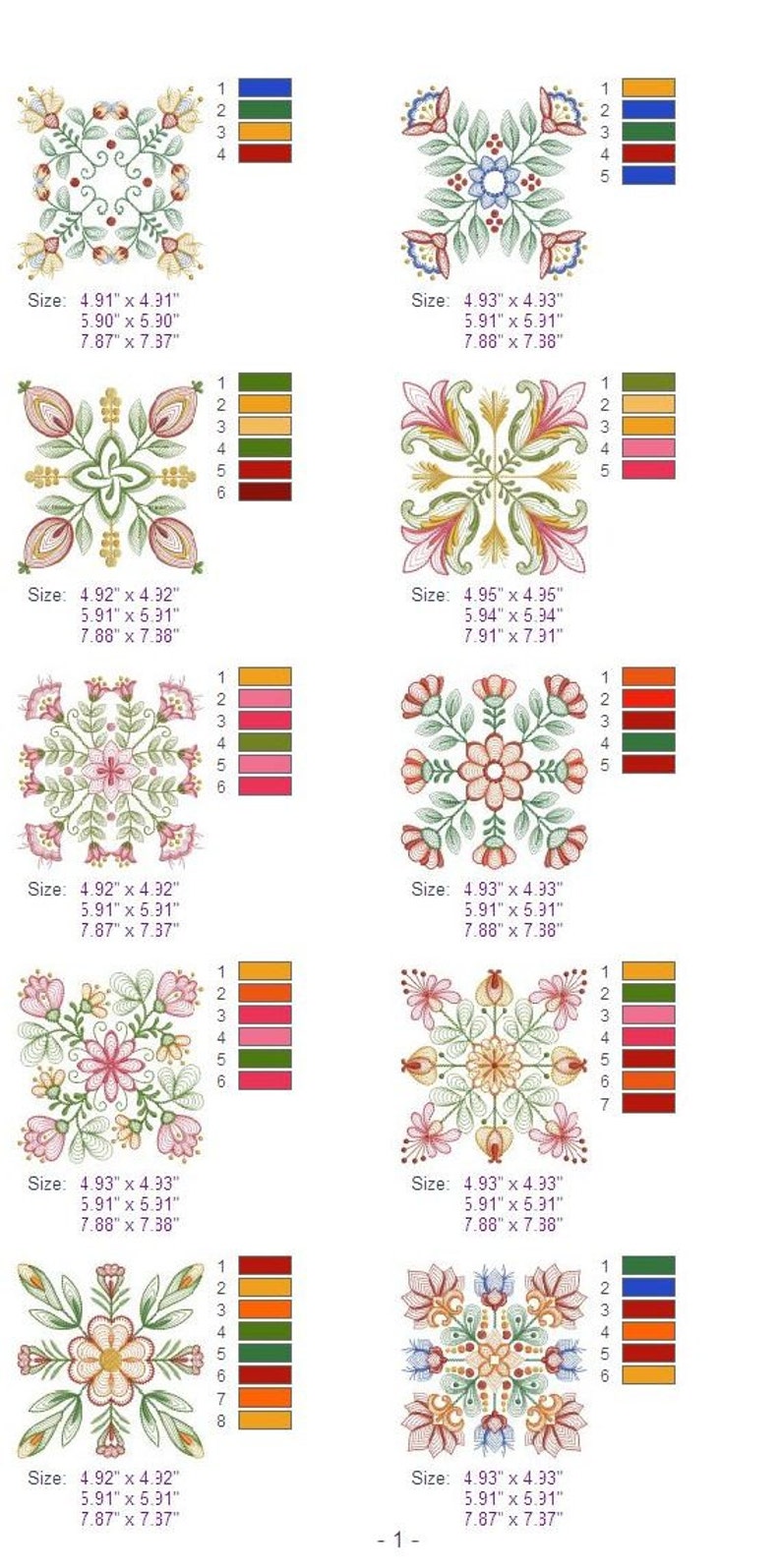 Baltimore Album Quilt Machine Embroidery Designs Pack Instant Etsy