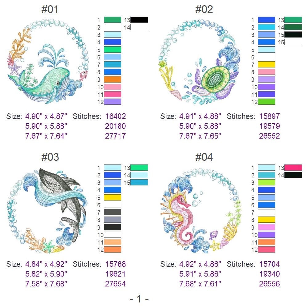 Under the Sea Machine Embroidery Designs Instant Download 5x5 6x6