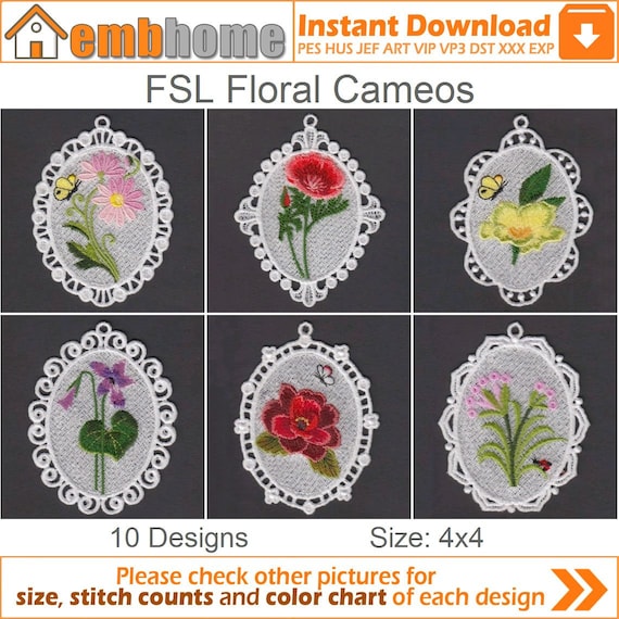 FSL Floral Cameos- Free Standing Lace Machine Embroidery Designs