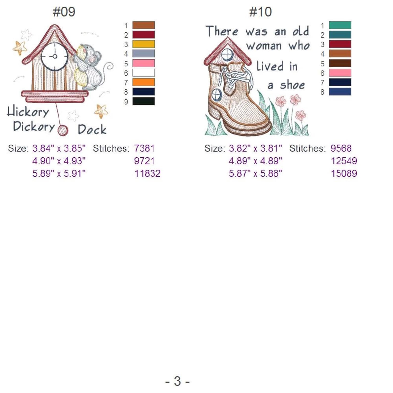 Nursery Rhymes Machine Embroidery Designs Pack Instant Download 4x4 5x5