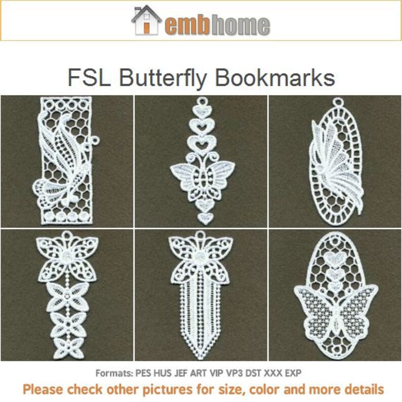FSL Butterfly Bookmarks Free Standing Lace Machine Embroidery Etsy