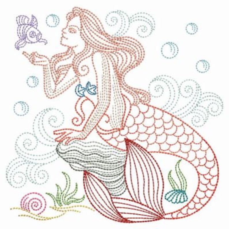Vintage Mermaids Machine Embroidery Designs Pack Instant Etsy