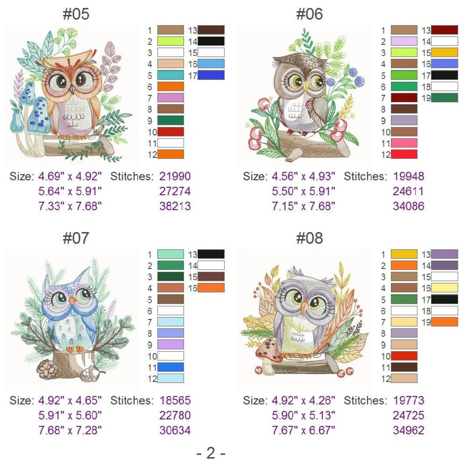 Woodland Owls Machine Embroidery Designs Pack Instant Download 5x5 6x6 ...
