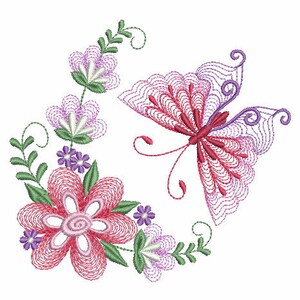 Rippled Dancing Butterflies Machine Embroidery Designs Pack Instant