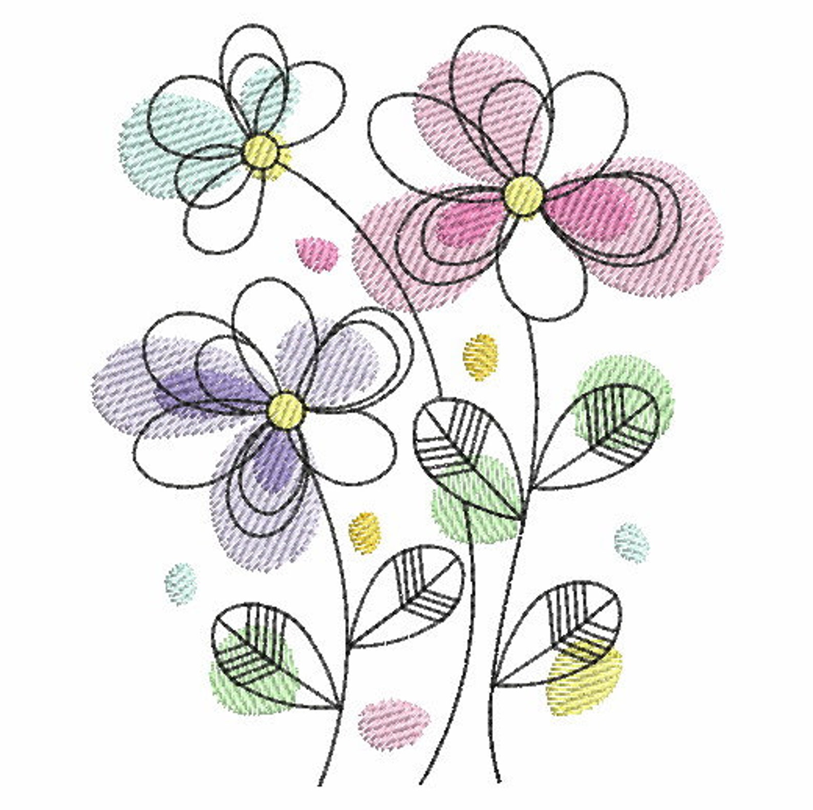 Doodle Flowers Machine Embroidery Designs Instant Download 4x4 - Etsy